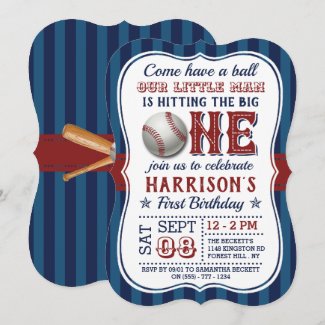 Baseball 1st Birthday Invitations