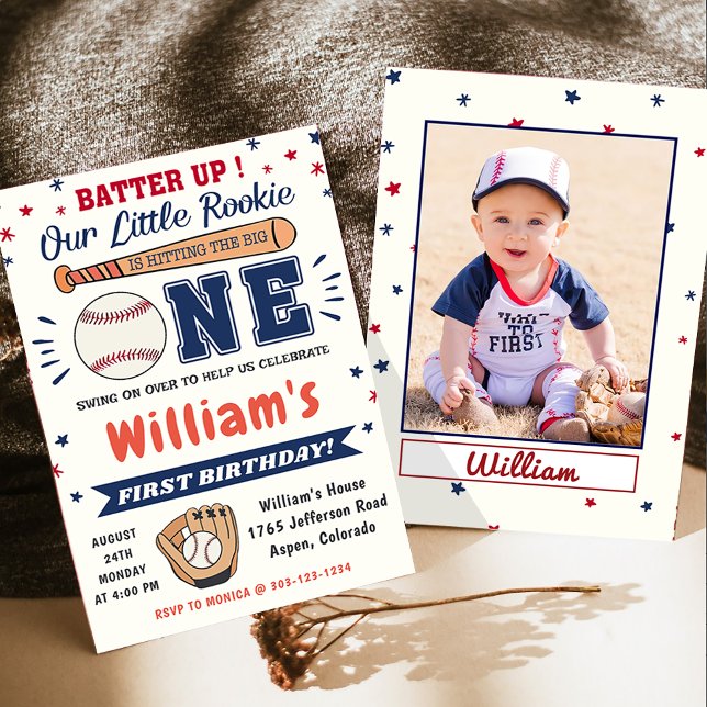  Baseball 1st Birthday Party Batter Up Invitation (Creator Uploaded)