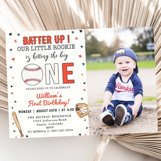  Baseball 1st Birthday Party Batter Up Invitation (Creator Uploaded)