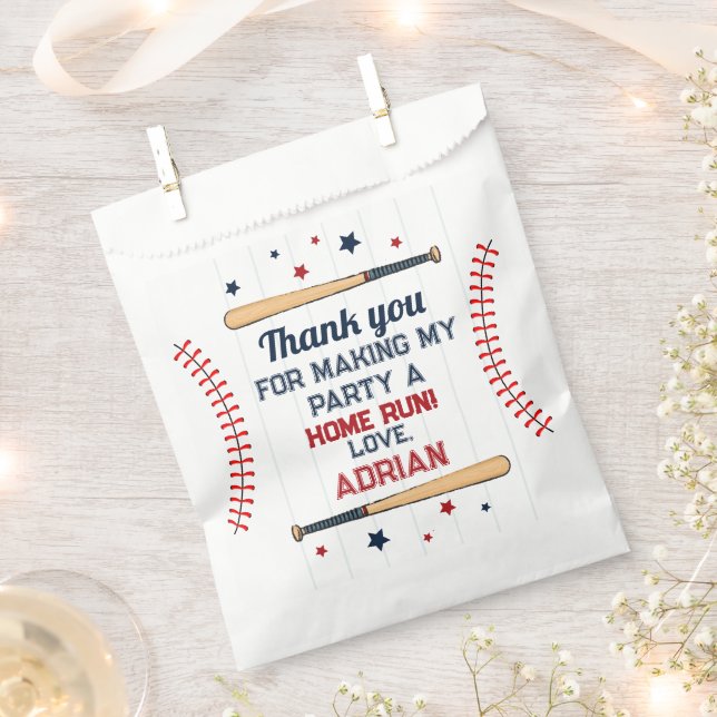 Baseball 1st Birthday Party  Favor Bag (Clipped)