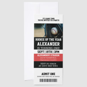 Baseball 1st Birthday Party Invitation Raffle Tickets