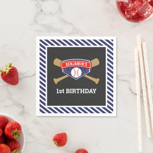 Baseball 1st Birthday Party Napkins