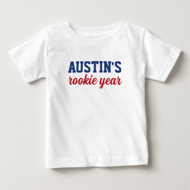 Baseball 1st Birthday Rookie Year Baby T-Shirt (Front)