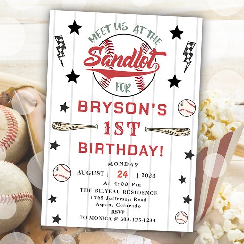 Baseball 1st Birthday Vintage Rookie Party Invitation