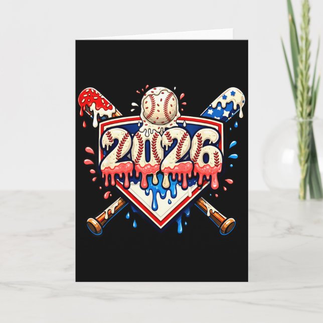 Baseball 2026 Ice Cream Drip Bats For Boys Birthda Card (Front)