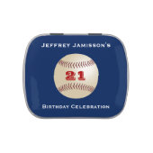 Baseball 21st Birthday Party Favor Jelly Belly Candy Tin (Top)