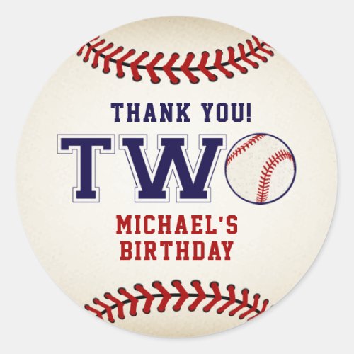 Baseball 2nd Birthday Classic Round Sticker