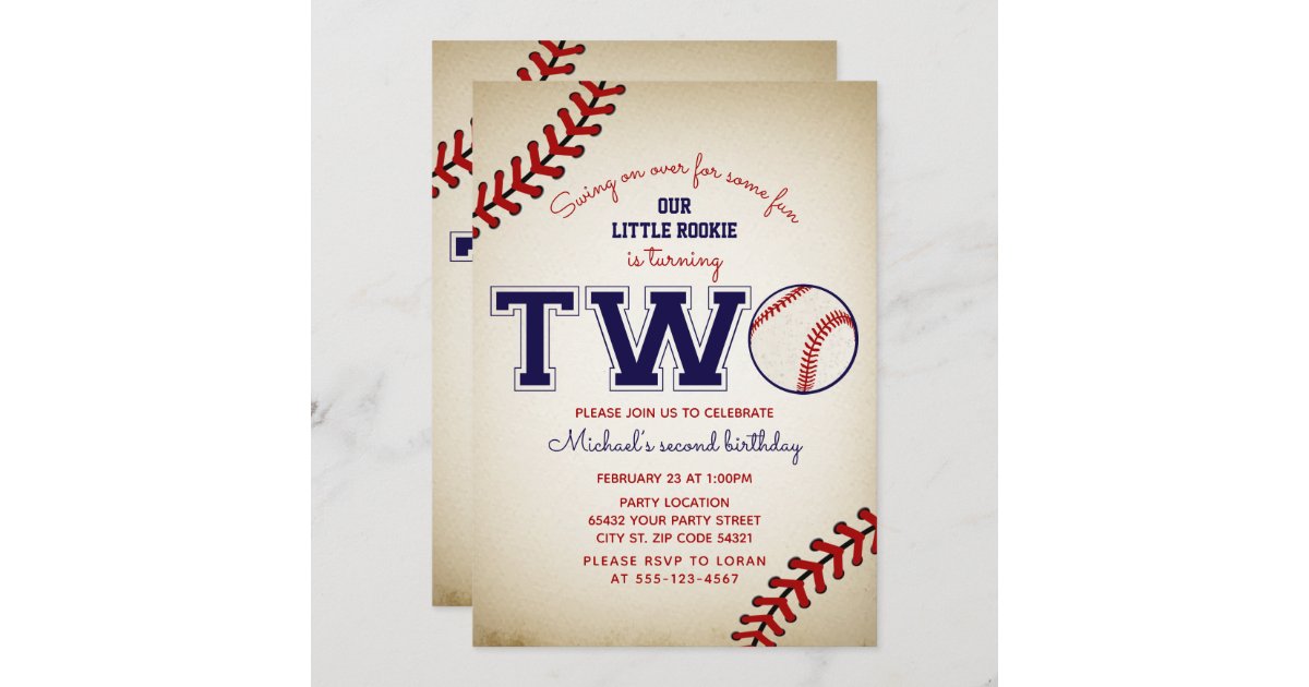 Baseball 2nd Birthday Invitation 