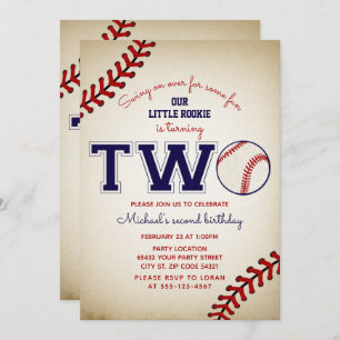 Baseball 2nd Birthday Invitation