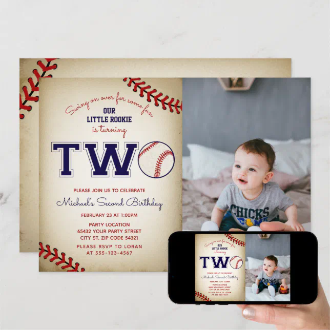 Baseball 2nd Birthday Invitation | Zazzle