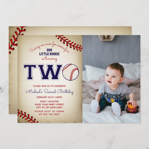 Baseball 2nd Birthday Invitation