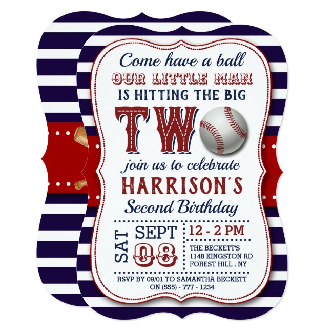 Baseball 2nd Birthday Invitations