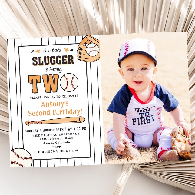 Baseball 2nd Birthday Vintage Rookie Party Invitation (Creator Uploaded)