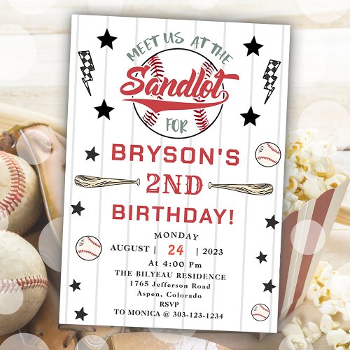 Baseball 2nd Birthday Vintage Rookie Party Invitation