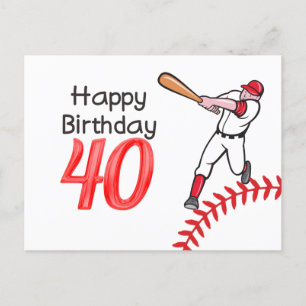 Baseball 40th Birthday with Player Postcard