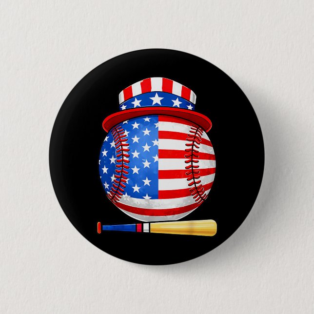 Baseball 4th of July 250th Years of Freedom USA Button (Front)