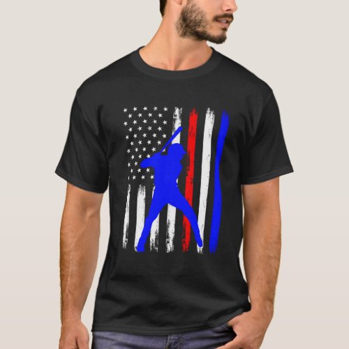 Baseball 4Th Of July American Flag Patriotic T_Shirt