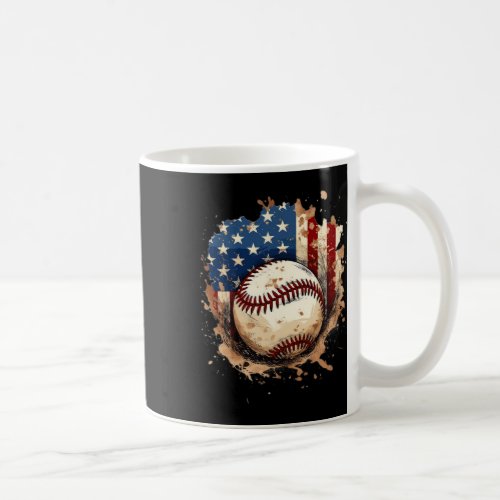 Baseball 4th Of July Men Usa American Flag Boys 1  Coffee Mug