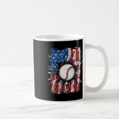 Baseball 4th Of July Men Usa American Flag Boys  Coffee Mug