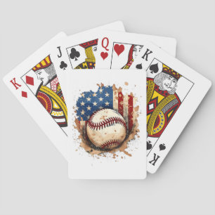 Baseball 4th Of July Men USA American Flag Boys Pa Poker Cards