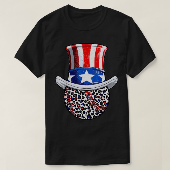 Baseball 4th Of July Uncle Sam Hat Funny Men Boys  T-Shirt (Design Front)