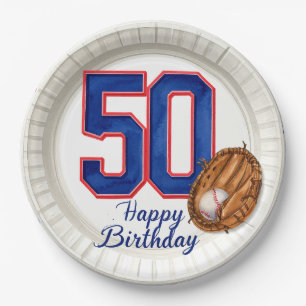 Baseball 50th Birthday Paper Plates