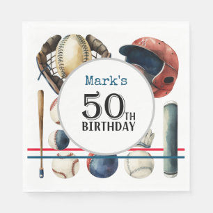 Baseball 50th Birthday Party  Napkins