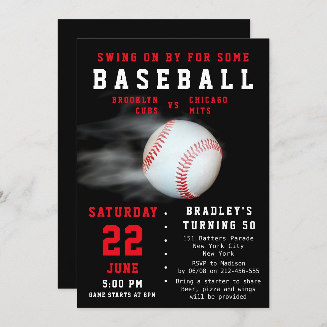 Baseball 50th Birthday Sports Party Invitation | Zazzle