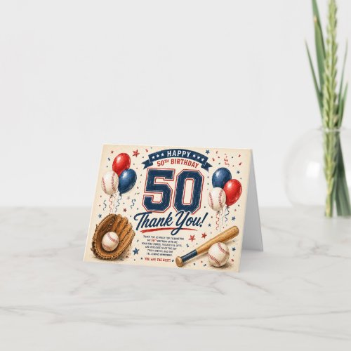 Baseball 50th Birthday Thank you