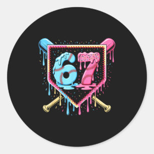 Baseball 67 Ice Cream Drip Funny Six Seven Meme Bo Classic Round Sticker