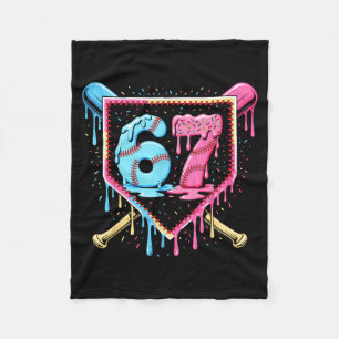 Baseball 67 Ice Cream Drip Funny Six Seven Meme Bo Fleece Blanket