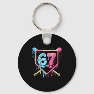 Baseball 67 Ice Cream Drip Funny Six Seven Meme Bo Keychain