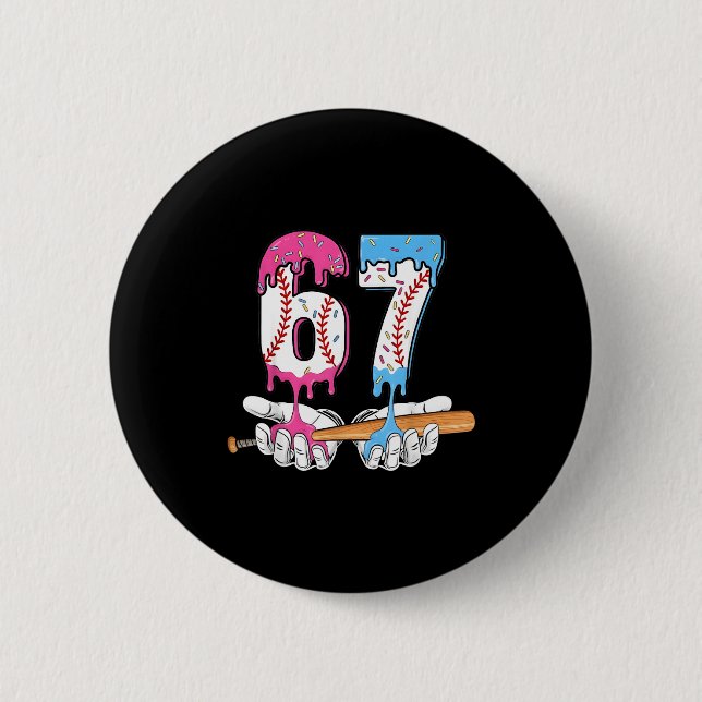 Baseball 67 Ice Cream Drip Six Seven Boys Funny Me Button (Front)