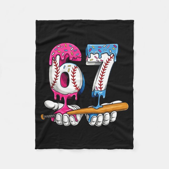 Baseball 67 Ice Cream Drip Six Seven Boys Funny Me Fleece Blanket (Front)