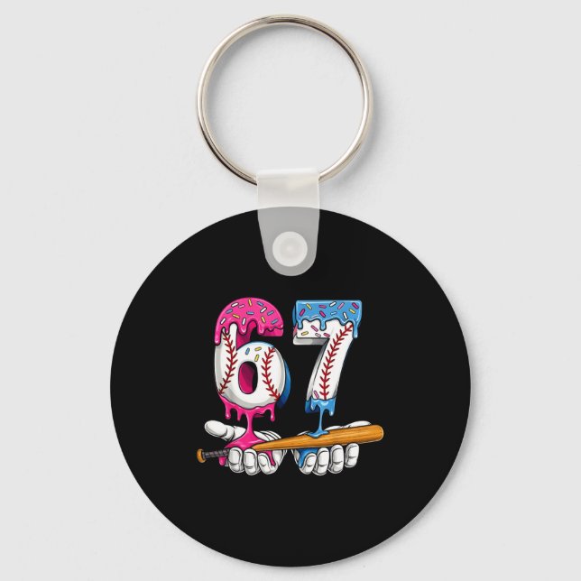 Baseball 67 Ice Cream Drip Six Seven Boys Funny Me Keychain (Front)