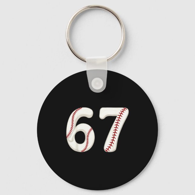Baseball 67 Number Funny Six Seven Gen Alpha Meme  Keychain (Front)