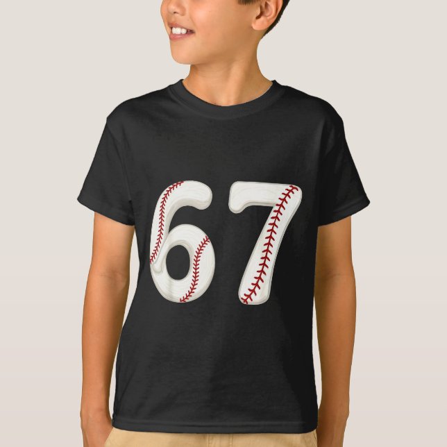 Baseball 67 Number Funny Six Seven Gen Alpha Meme  T-Shirt (Front)