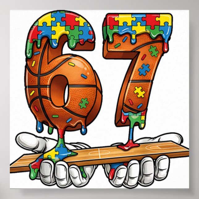 Baseball 67 Puzzle Drip Six Seven Meme Boys Autism Poster (Front)