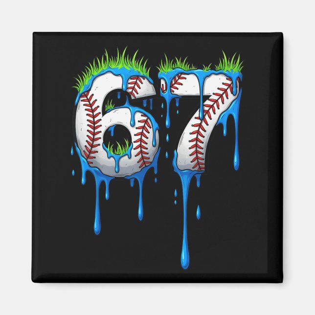Baseball 67 Six Seven Funny Gen Alpha Meme Blue Dr Magnet (Front)