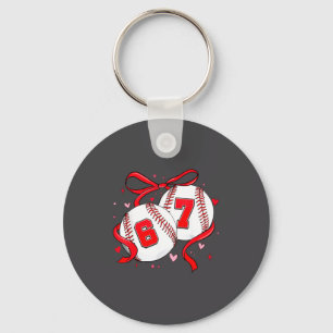 Baseball 67 Six Seven Meme Coquette Bow Valentine' Keychain