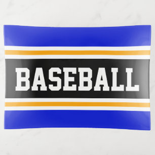 BASEBALL 70s Royal Blue Black Orange Stripes Trinket Tray
