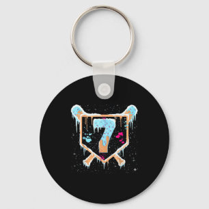Baseball 7 Year Old Ice Cream Drip 7th Birthday Bo Keychain