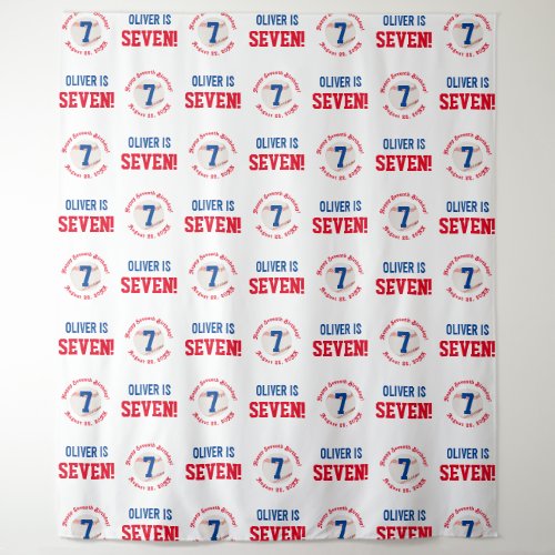 Baseball 7th Birthday Boys  Step Repeat Backdrop