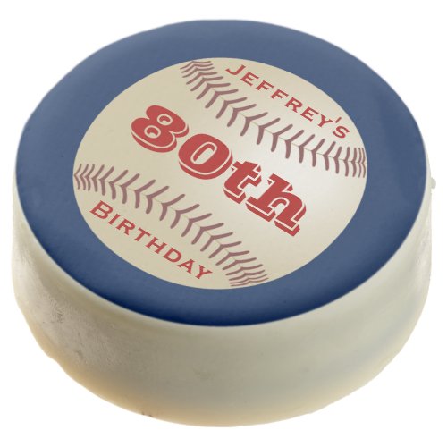 Baseball 80th Birthday Party Favors Name Blue Chocolate Covered Oreo
