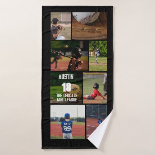 Baseball 8 Photo Collage Personalized Poster Bath Towel