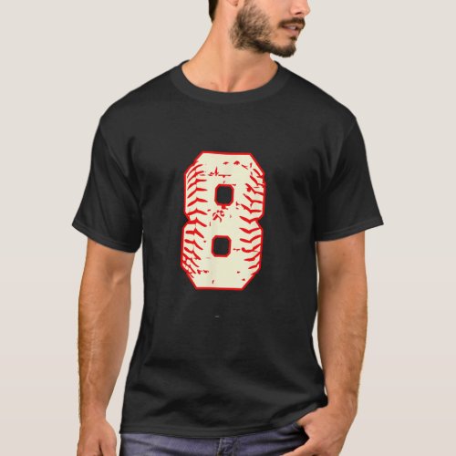 Baseball 8th Birthday 8 Years Old Boy Ball Number  T_Shirt