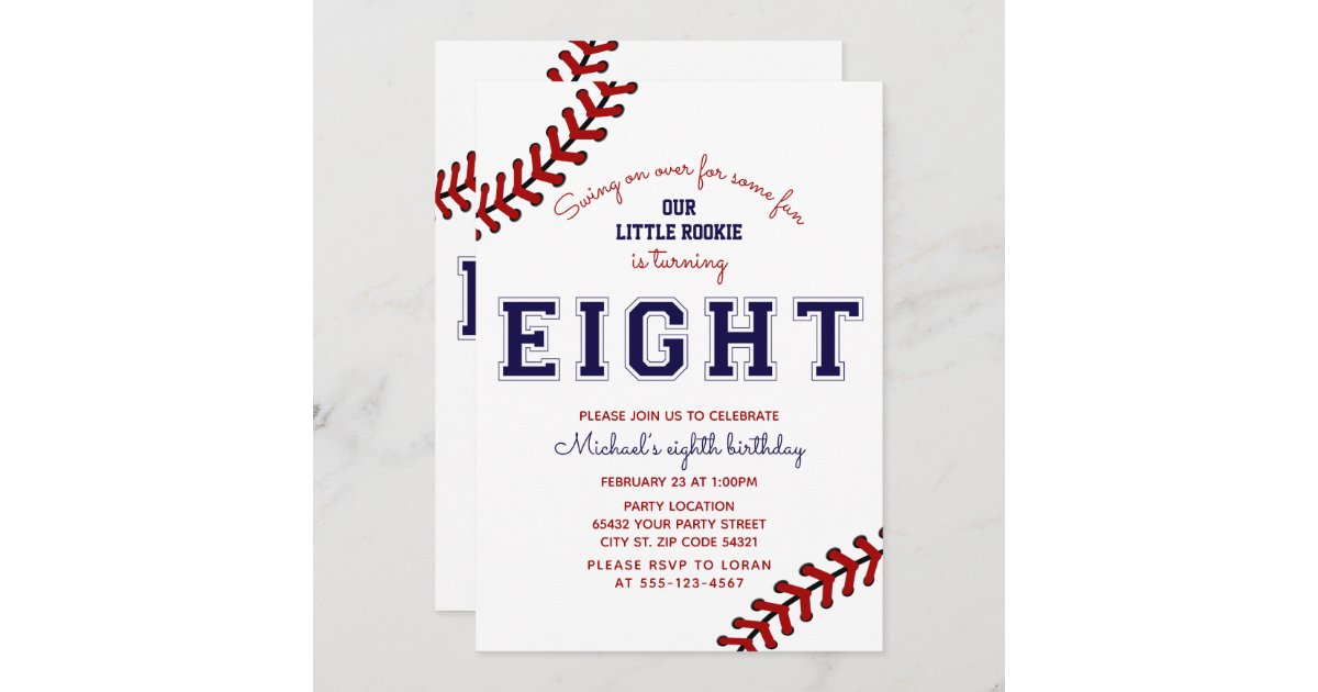 Baseball 8th Birthday Invitation | Zazzle