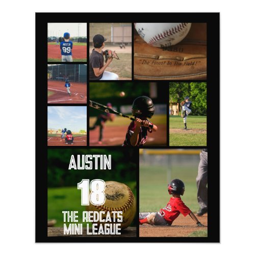 Baseball 9 Photo Collage Personalized Poster