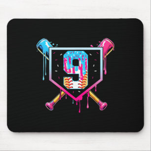 Baseball 9 Year Old Ice Cream Drip 9th Birthday Bo Mouse Pad