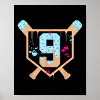 Baseball 9 Year Old Ice Cream Drip 9th Birthday Bo